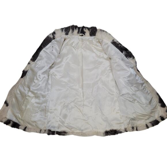 Vintage Rabbit Fur Black & White Jacket Coat Women's Sz M - Picture 10 of 11